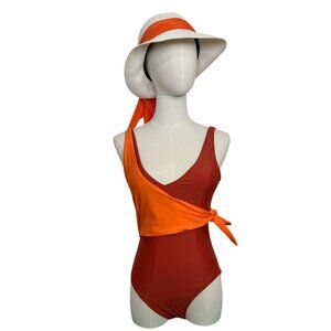 Tanya Taylor Kelly Wrap One two tone Piece Swimsuit SZ:XS